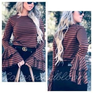 VIDA Ruffle Boho Bell Sleeve Top